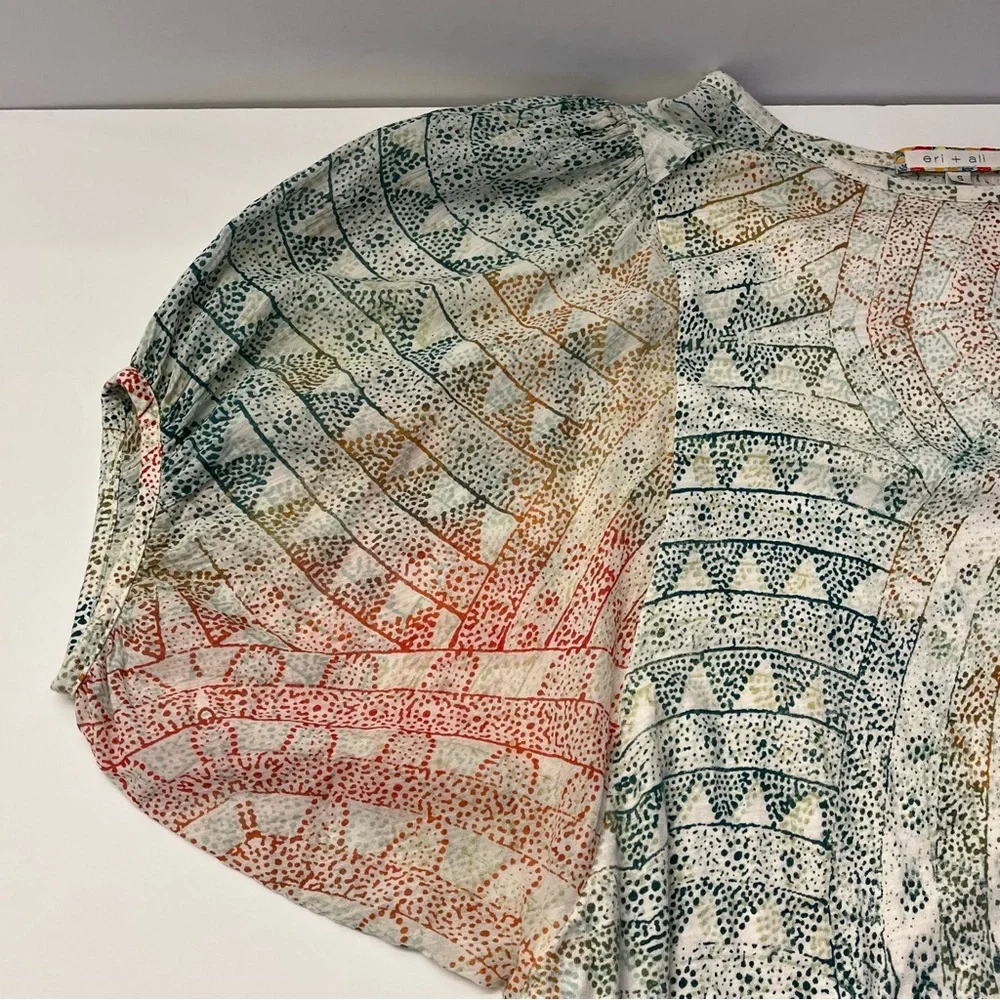 Anthropologie Eri & Ali Womens Boho Batwing Oversized Flowy Short Blouse Top S - Picture 9 of 12